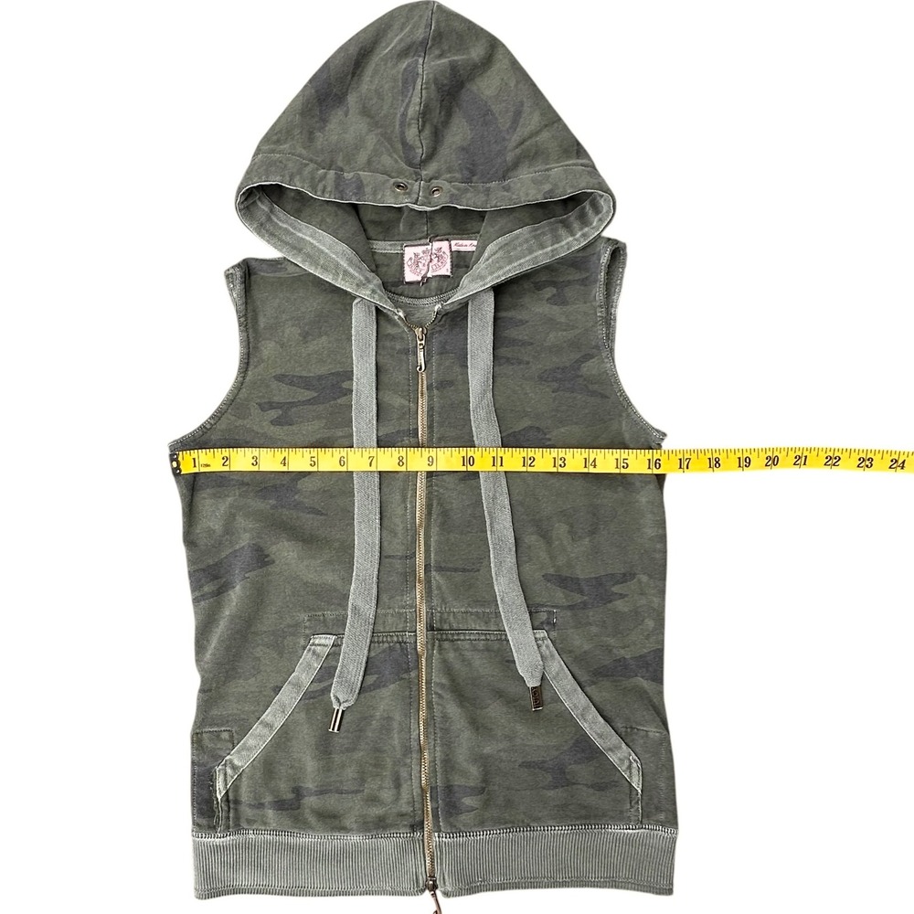 Juicy Couture Vintage Y2K Camo Sleeveless Hoodie Vest Camouflage Made in USA S - Picture 11 of 12
